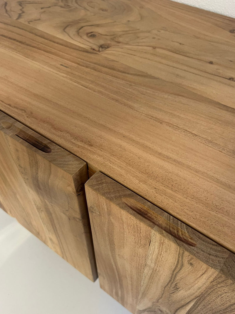 Lowboard Akazie Massiv 160cm TV-Kommode 3 Türen Metallbeine Modern