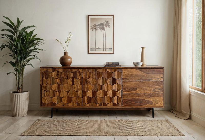 Sideboard Sheesham Massivholz 175cm Loft Design Metallgestell Stauraum