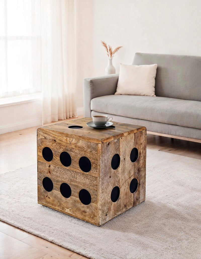 Würfelhocker Mango Massivholz 41x41x41cm Sitzwürfel Beistelltisch