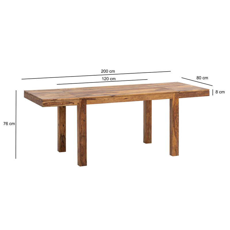 Esszimmertisch 120-200cm Sheesham Massivholz verlängerbar schlicht