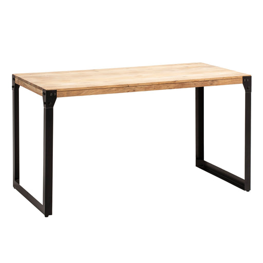 Esszimmertisch 120x60cm Akazie Massivholz mit schwarzem Metallgestell im Industrial Stil, Gesamtansicht.