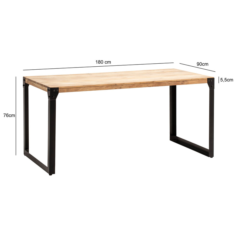 Esszimmertisch 180x90 Akazie Massivholz Metallbeine Industrial Stil