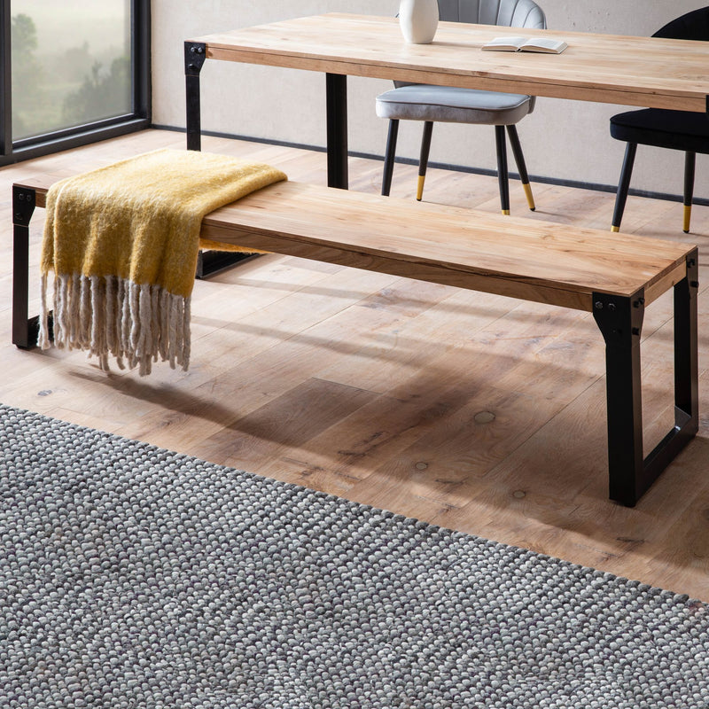 Esszimmerbank 120x40x45cm Akazie Massivholz Metall Industrial Modern