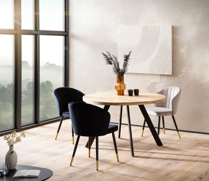 Esstisch Mango Massivholz 120x120cm Rund Metallbeine Modern