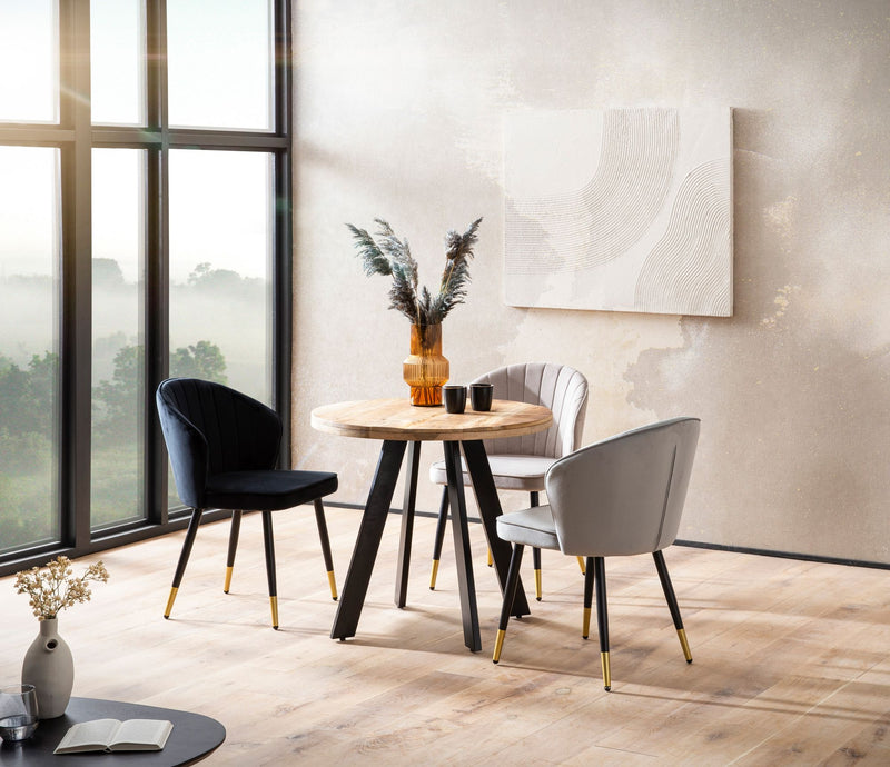 Esszimmertisch Mango Massivholz 80x80x75cm Metallbeine Rund Modern