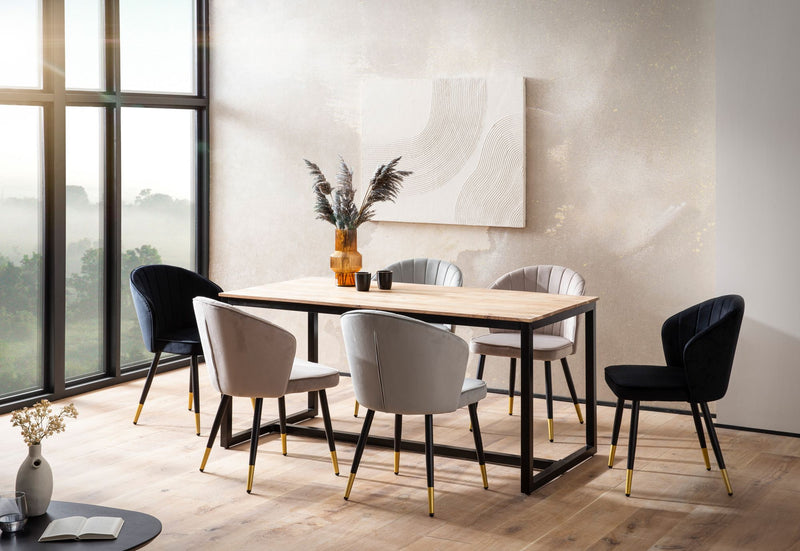 Esstisch 120x60x76cm Akazie Massivholz Metallbeine Industrial Loft