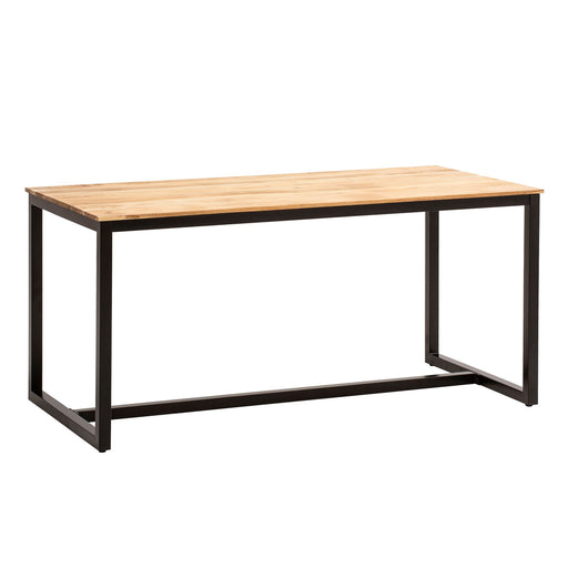 Esstisch 140x80 Akazie Massivholz mit schwarzem Metallgestell im Industrial Loft-Stil, Gesamtansicht.