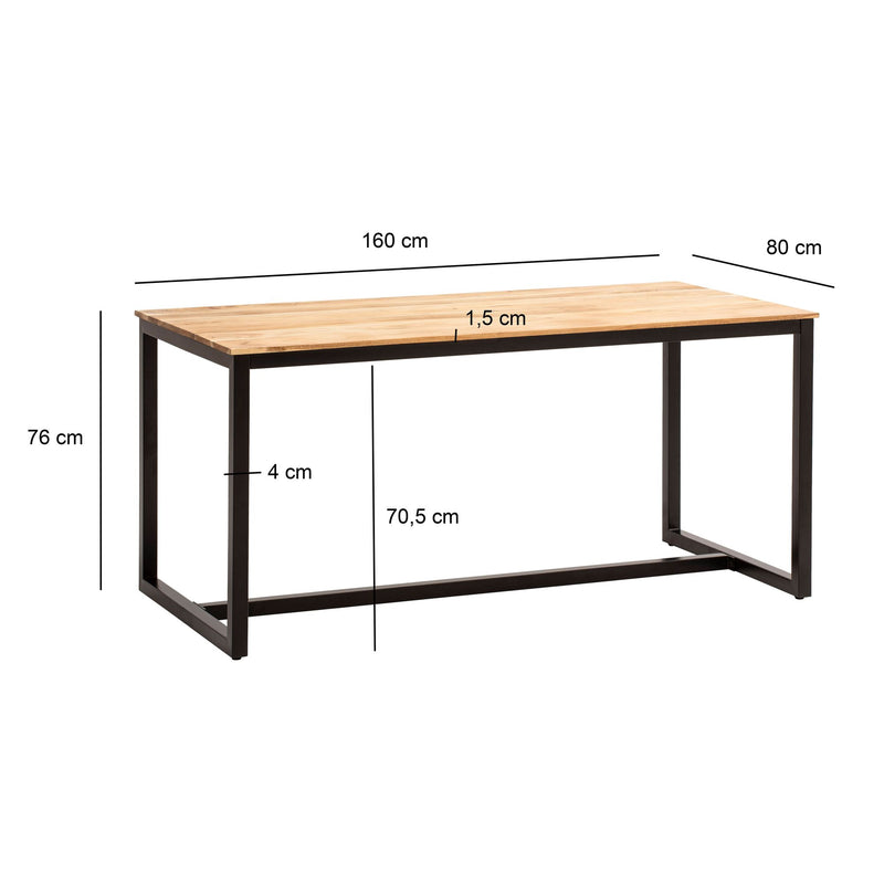 Esszimmertisch 160x80x76cm Akazie Massivholz Metall Loft-Style Industrial