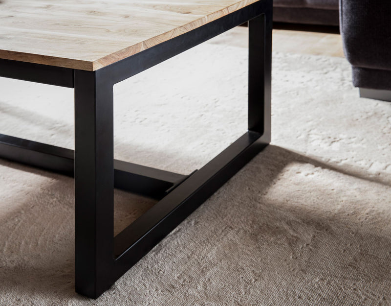 Couchtisch 110x60x40cm Akazie Massivholz Industrial Metall Braun