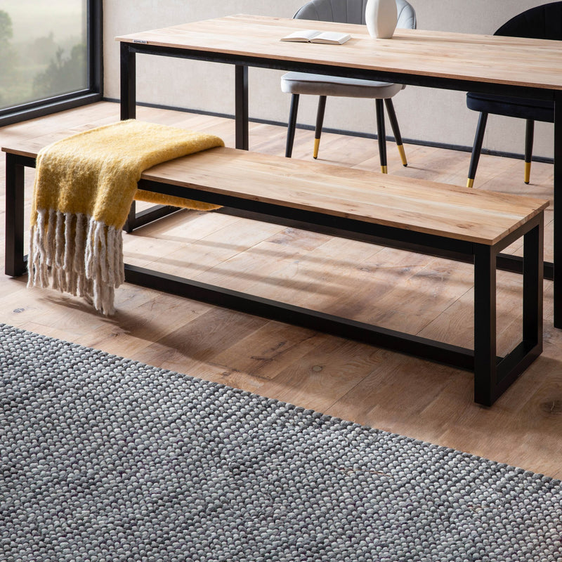 Esszimmerbank 120x40x45cm Akazie Massiv Metall Loft-Style Industrial