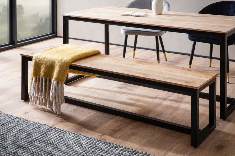 Esszimmerbank 140x40x45cm Akazie Massiv Metall Loft-Style Industrial