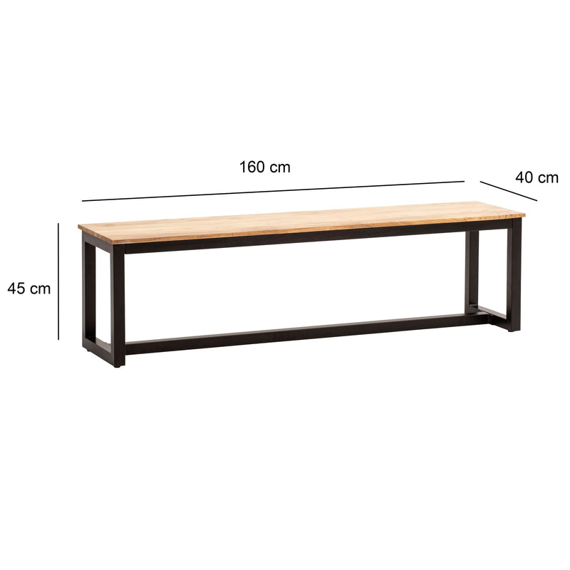 Esszimmerbank 160x40x45cm Akazie Massivholz Metall Industrial Style