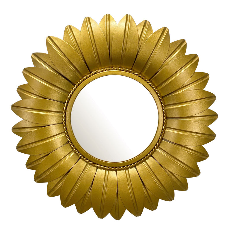 Wandspiegel Sonnenblume 60cm Metall Gold Rund Modern Flurspiegel