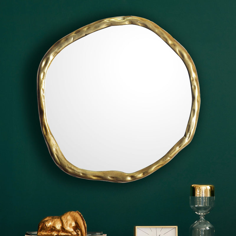 Wandspiegel Asymmetrisch 60x60cm Gold Aluminium Rahmen Modern