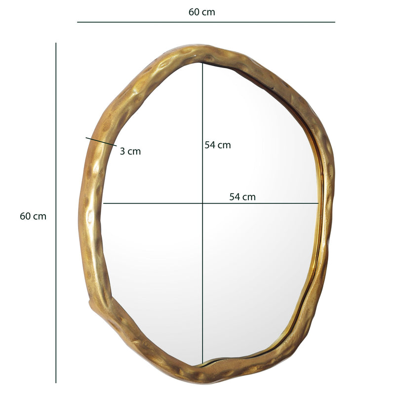 Wandspiegel Asymmetrisch 60x60cm Gold Aluminium Rahmen Modern