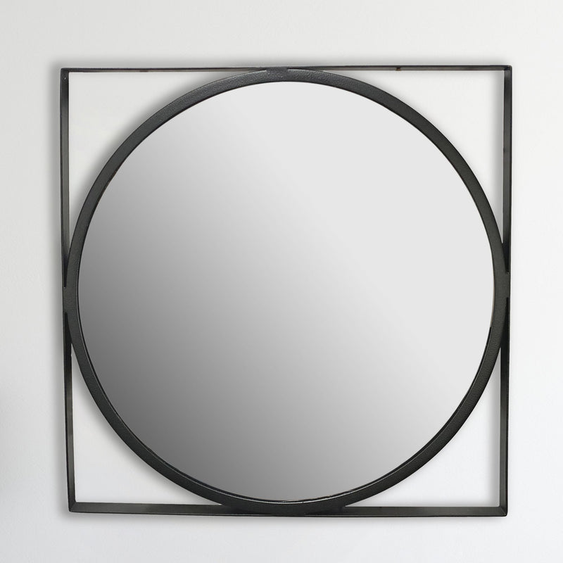 Wandspiegel 54x54cm Rund Metall Schwarz Modern Flurspiegel