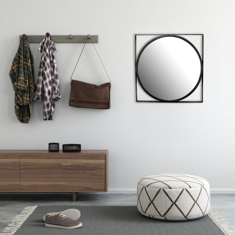Wandspiegel 54x54cm Rund Metall Schwarz Modern Flurspiegel