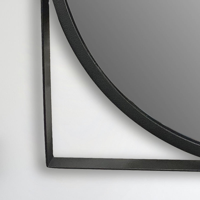 Wandspiegel 54x54cm Rund Metall Schwarz Modern Flurspiegel