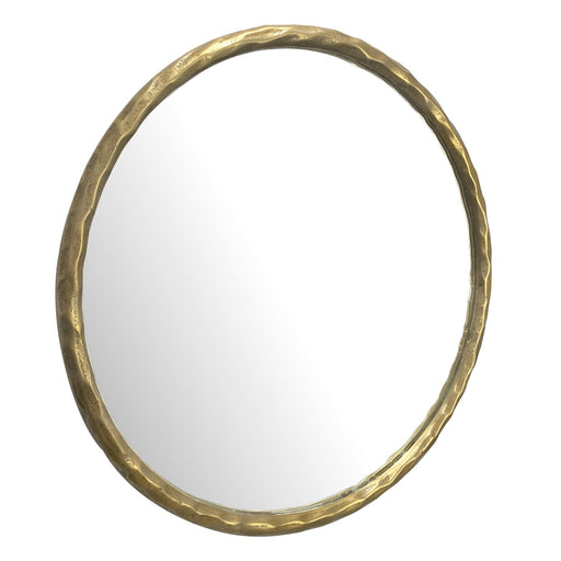 Wandspiegel Rund 60cm Metallrahmen Gold Modern Flur Garderobe mit ovalem Rahmen in Gold-Optik, Gesamtansicht von vorne.