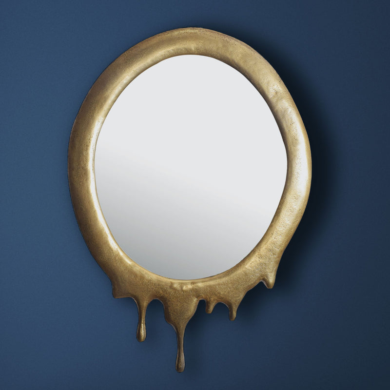Wandspiegel Oval 50x71cm Gold Aluminium Rahmen Modern Flurspiegel