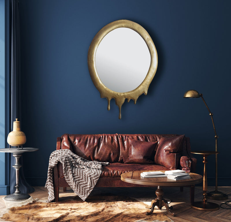 Wandspiegel Oval 50x71cm Gold Aluminium Rahmen Modern Flurspiegel