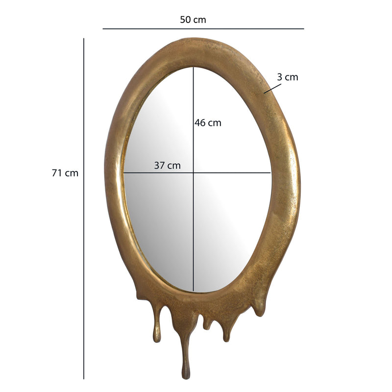 Wandspiegel Oval 50x71cm Gold Aluminium Rahmen Modern Flurspiegel