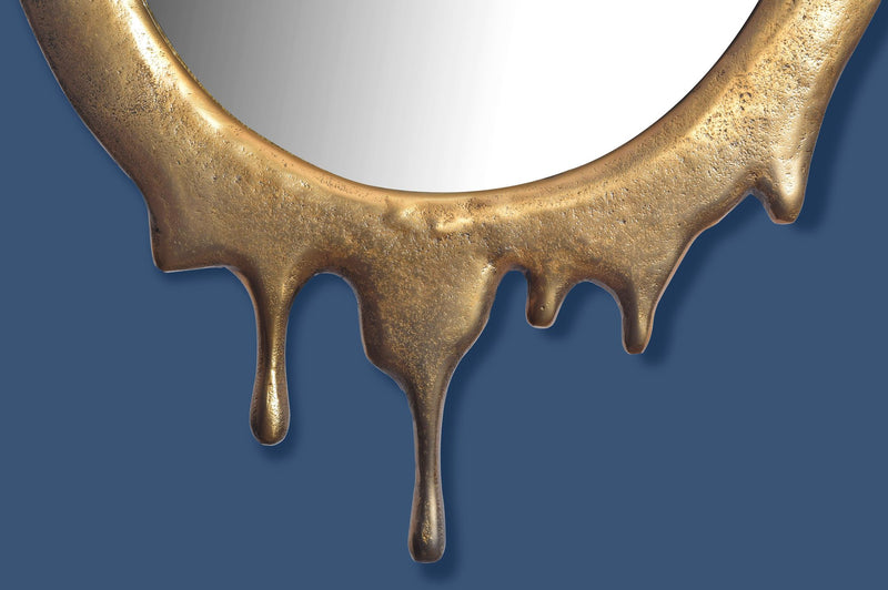 Wandspiegel Oval 50x71cm Gold Aluminium Rahmen Modern Flurspiegel