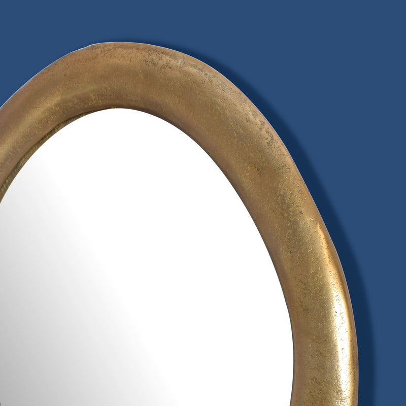 Wandspiegel Oval 50x71cm Gold Aluminium Rahmen Modern Flurspiegel