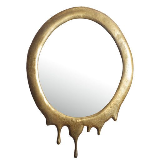 Wandspiegel Oval 50x71cm Gold mit ovalem Rahmen in Goldoptik und tropfenförmigen Verzierungen, Gesamtansicht.