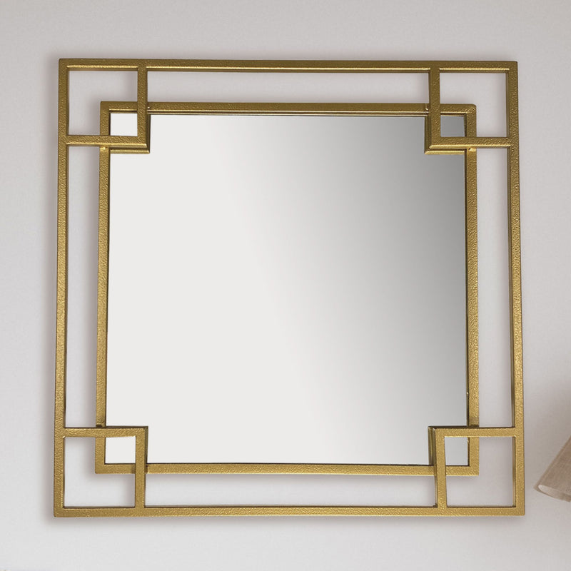 Wandspiegel 60x60cm Metall Gold Quadratisch Modern Flurspiegel