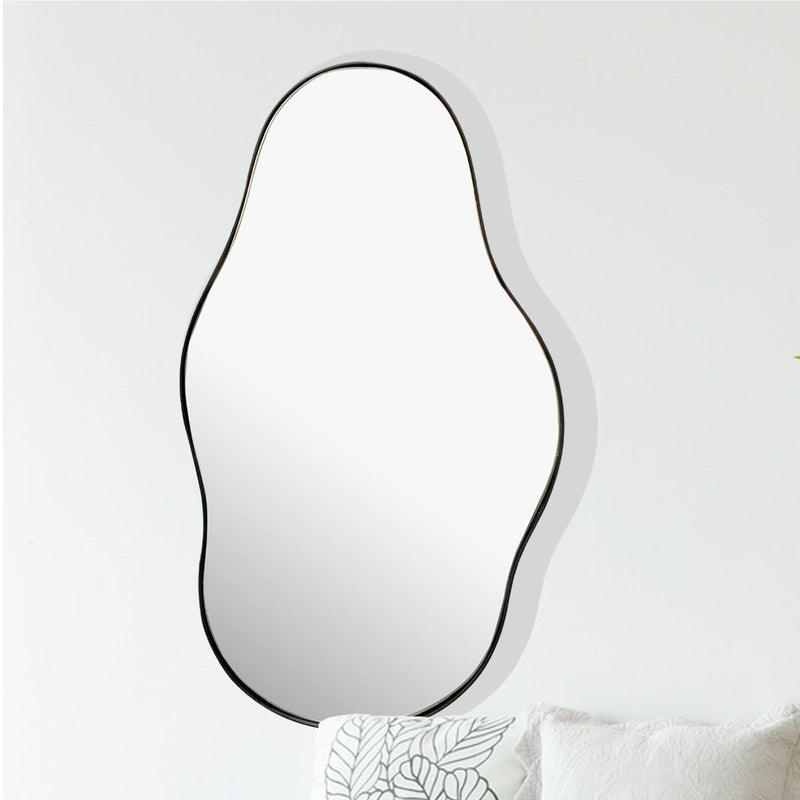 Wandspiegel Asymmetrisch 40x80cm Metall Schwarz Modern Flurspiegel