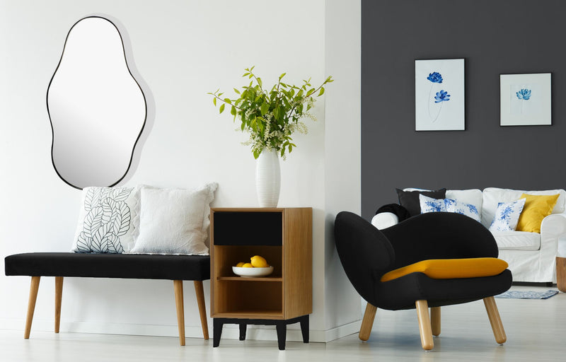Wandspiegel Asymmetrisch 40x80cm Metall Schwarz Modern Flurspiegel