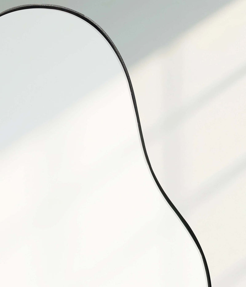 Wandspiegel Asymmetrisch 40x80cm Metall Schwarz Modern Flurspiegel