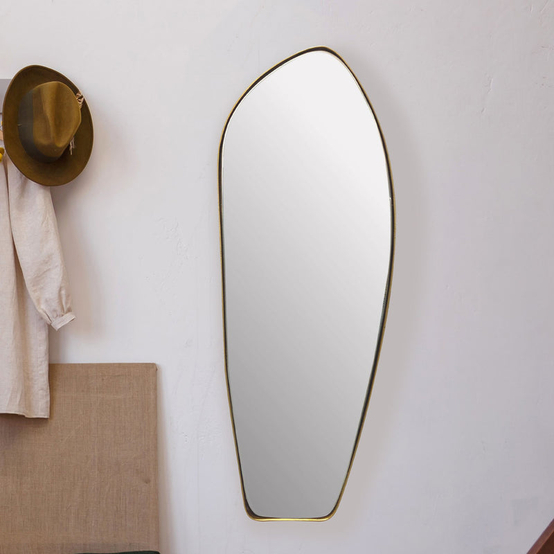 Wandspiegel Asymmetrisch 33x90cm Metall Gold Modern Flurspiegel