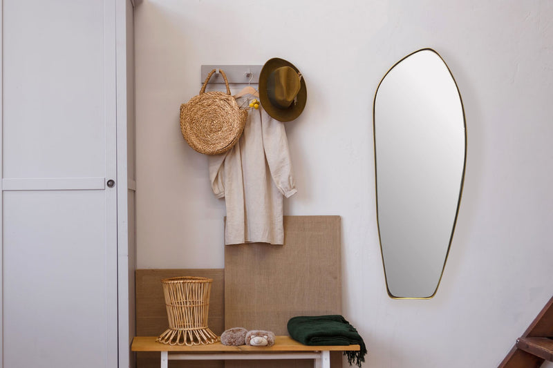 Wandspiegel Asymmetrisch 33x90cm Metall Gold Modern Flurspiegel