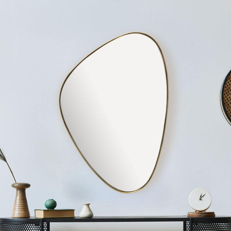 Wandspiegel Asymmetrisch 46x70cm Metall Gold Modern Flurspiegel