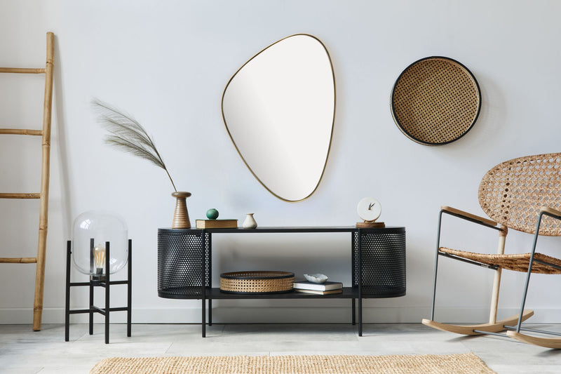 Wandspiegel Asymmetrisch 46x70cm Metall Gold Modern Flurspiegel