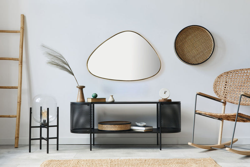 Wandspiegel Asymmetrisch 46x70cm Metall Gold Modern Flurspiegel