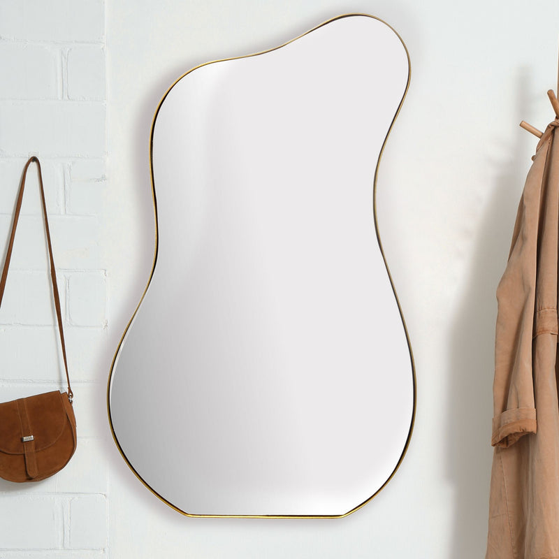 Wandspiegel Asymmetrisch 60x100cm Metall Gold Modern Flurspiegel