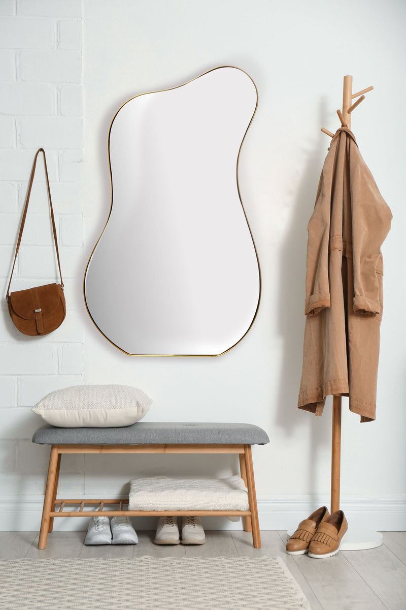 Wandspiegel Asymmetrisch 60x100cm Metall Gold Modern Flurspiegel