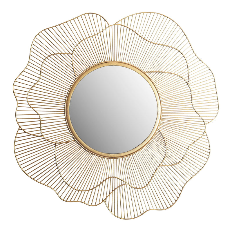 Wandspiegel Rose 77cm Rund Gold Eisen Blütenform Modern Flurspiegel