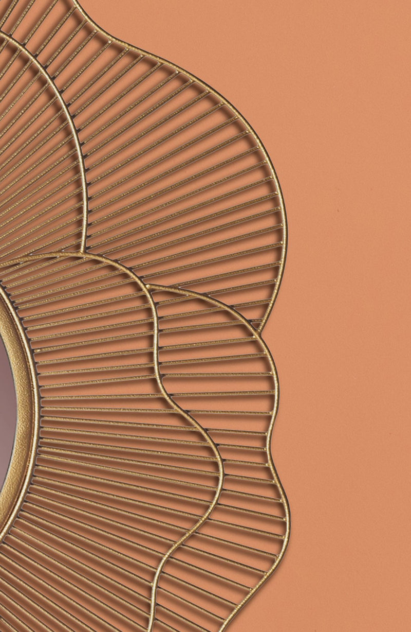 Wandspiegel Rose 77cm Rund Gold Eisen Blütenform Modern Flurspiegel