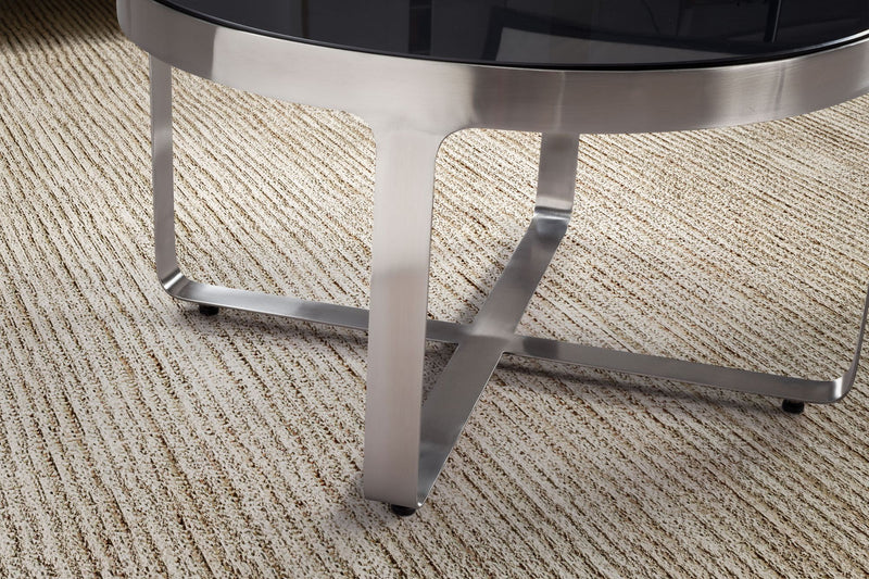 Couchtisch Glas Metall 60x60x34cm Rund Silber Modern Wohnzimmer