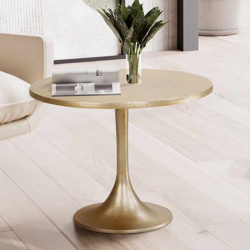 Couchtisch Metall Gold 60x60x46,5cm Rund Aluminium Modern Wohnzimmer