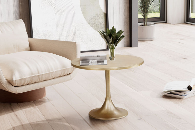Couchtisch Metall Gold 60x60x46,5cm Rund Aluminium Modern Wohnzimmer