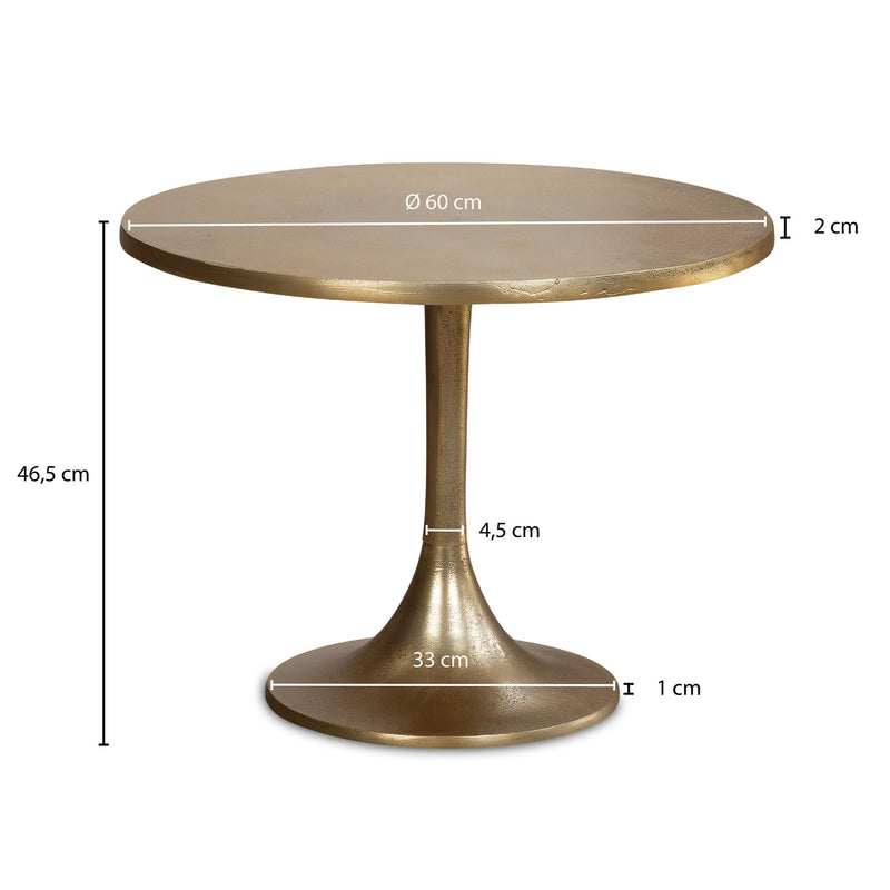 Couchtisch Metall Gold 60x60x46,5cm Rund Aluminium Modern Wohnzimmer