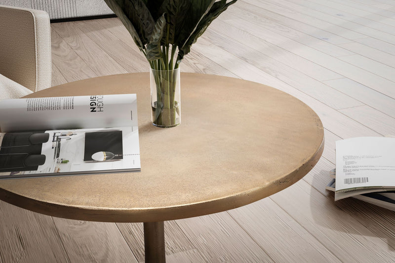 Couchtisch Metall Gold 60x60x46,5cm Rund Aluminium Modern Wohnzimmer
