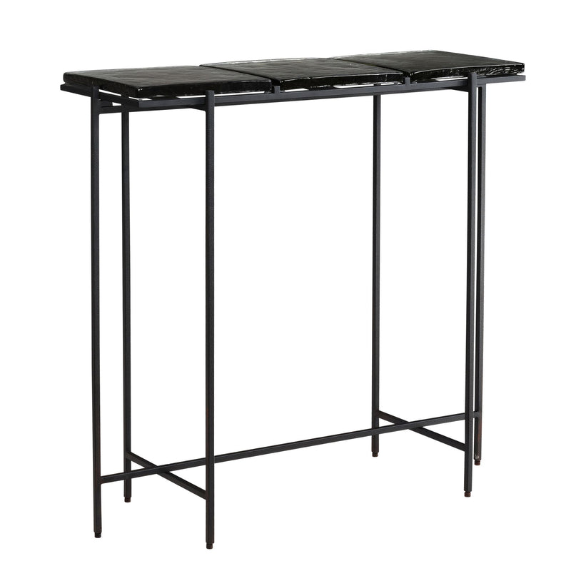 Konsolentisch Schwarz Glas 90x29x85cm Metallgestell Modern Flur