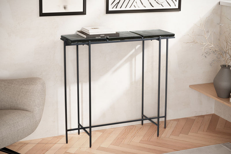 Konsolentisch Schwarz Glas 90x29x85cm Metallgestell Modern Flur
