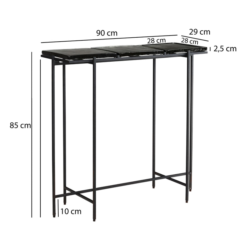 Konsolentisch Schwarz Glas 90x29x85cm Metallgestell Modern Flur